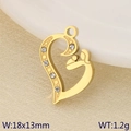 Gold stainless steel heart pendant with mother-child figure and sparkling rhinestones - Parent-Child Interaction Zircon (KLJ9576-ZLA)