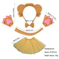 Lion costume set for kids including plush ears headband bow tie tail and tutu skirt - Lion Costume 5-Piece Set (Gold Tutu)
