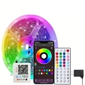 5050 RGB LED strip light kit with Bluetooth app control, 24-key remote and power adapter - 5m+44-Key Music Bluetooth(16 LEDs/m) / RGB Multicolor