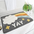 Tappetino da bagno grigio assorbente con motivo a nuvola, arcobaleno e testo YAY - 40*60cm / Arcobaleno Nuvola