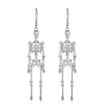 Gothic silver alloy full skeleton drop earrings for Halloween or rock fashion styles - Full Body Skeleton Hooks / Silver