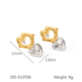 Detail view of two-tone heart leaf earrings with 3.21cm height measurements - Lip Shape Stud Earrings