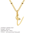 Collana in acciaio inossidabile dorato con ciondolo lettera V elegante e dettaglio cuore - Lettera V / Oro
