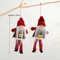 Pair of Christmas gnome ornaments with red knitted hats and long beards, 13cm height - Two-Piece Set / Red Santa Claus