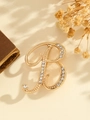 Eleganter goldener Buchstabe B Brosche mit funkelnden Strasssteinen im Vintage-Stil - Gold Buchstabe B