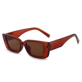 Retro small square sunglasses with thick translucent amber frame and dark brown lenses - Dark Brown