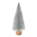 Mini artificial silver Christmas tree with wooden base for tabletop festive decoration - Silver