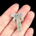 Coconut tree shaped natural crystal pendant with iridescent finish and top hanging hole - Labradorite