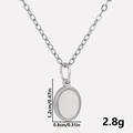 Detailweergave van de 304 roestvrijstalen ketting met ovale witte schelphanger maten - Zilveren ovale witte schelp ketting