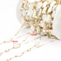 Golden stainless steel chain with white 14mm star and 10mm palm bead charms - Stone Palm Style (F2335) / 10x14mm / Gold