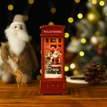 Dettaglio lanterna cabina telefonica natalizia rossa con Babbo Natale e LED - Cabina Telefonica Babbo Natale (Senza Acqua)