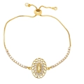 Elegant gold adjustable bracelet with religious pendant and white zircon inlay for women - Virgin Mary Medallion
