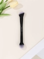 Zweiseitiger Make-up-Pinsel mit schwarzem Griff und lila-weißem Farbverlauf - Schwarz