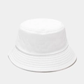 Detail of multi-row stitching on the brim of a classic white cotton twill bucket hat - White