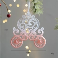 Pink pumpkin carriage Christmas tree ornament with elegant white ribbon, 11x10cm size - Pumpkin Carriage