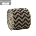 Nastro di iuta rustico da 6,3 cm con motivo chevron nero per decorazioni natalizie - Chevron Color Iuta / Nastro Chevron in Iuta Largo 6,3 cm