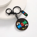Porte-clés en bois fête des mères avec lettrage MOM arc-en-ciel et clip en métal noir - Style MOM