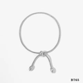 Minimalistische verstelbare slangenketting armband van roestvrij staal met schuifkraal. - Zilver