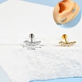 Labret 11,2mm en acier chirurgical avec cinq zircons marquise argentés pour lèvre et oreille - Style L (Arc incurvé)