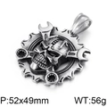 Mechanical punk skull pirate pendant in vintage silver steel finish, 52x49mm size - Mechanical Punk Wrench Skull Style (KP80273-BD)