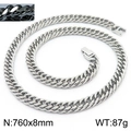 760mm x 8mm silver cuban link chain for men in hip hop style stainless steel - 8mm*760mm / Silver