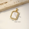 Rectangular gold-plated necklace pendant with white mother of pearl and small crystals - Godfather (Carved Shell)