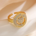 Anello regolabile dorato con cuore di zirconi e design elegante di lusso - Stile Cuore e Cerchio (14458) / Oro
