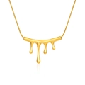 Minimalist 18k gold plated stainless steel lava teardrop necklace on white background - Gold MS-641B