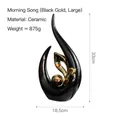 Morning Song abstract ceramic sculpture in black and gold finish, size large 33cm high - Black Gold (Vivid Large)