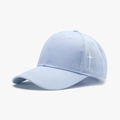 Light blue cotton baseball cap featuring minimalist white cross star embroidery on side - Blue