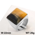 Men's stainless steel square ring with tiger eye stone, 22mm width and 26g weight - Silver Tiger Eye Style (KR88995-K)
