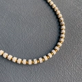 Handmade necklace with cylindrical white marble beads and small gold metal accents - 3#