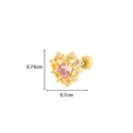 Pink heart-shaped gold stud earring with white cubic zirconia and screw ball back - Heart Style (3#) / Gold Yellow