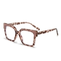 Fashionable tortoise shell square glasses with sparkling pink glitter trim on frame - Pink Demi Frame