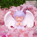 Purple resin praying angel girl figurine with white wings and bunny ears decoration - 1121-4 Purple Ornament