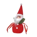 Rote gestrickte Weihnachts-Geschenktüte mit Weihnachtsmann-Gnom und weißem Plüschbart - Weihnachtsmann