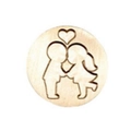Solid brass wax seal stamp head with romantic couple kissing and heart pattern - Brass Head Couple 07