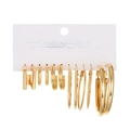 Set of six pairs of gold-plated alloy earrings in various geometric hoop designs - KC Gold Style (K-1018)