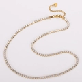 Collar de tenis clásico en acabado dorado con circonitas redondas y cierre de mosquetón - 3mm Ancho 45+5cm Largo / Dorado