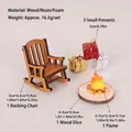 Miniatuur kerstset met houten schommelstoel, vuurkorf en kleurrijke geschenkdozen - Set 2: Kleine Cadeau Combinatie (6 Delig)