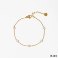 Bracciale minimalista placcato oro con cinque cristalli di zircone e chiusura a moschettone - Braccialetto d'Oro (B864)