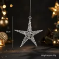 Sparkling silver 20cm starfish star iron pendant with glitter finish for Christmas decor - 20cm / Silver