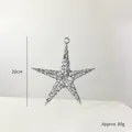 Sparkling silver 20cm starfish star iron pendant with glitter finish for Christmas decor - 20cm / Silver