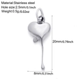 Melting heart stainless steel pendant with dimensions 20x8mm and technical specifications - Silver Tone Melting Heart (S13)