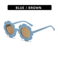 Kids flower-shaped sunglasses in light blue matte frame with round brown lenses - Matte Blue Frame Brown Lens