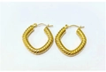 Chunky gold twisted hoop earrings for women, stylish stainless steel geometric jewelry. - Micro Square Geometric Twist Earrings / Gold (Cross Multi Layer Design)