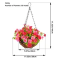 Blumenampel mit 80 rosa und roten Kunstblumen und Eisenkette zur Aufhängung - Rosa Blumen Hängekorb