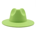 Detail of wide brim felt fedora hat in vibrant lime green with a classic silhouette - M (56-58cm) / Fruit Green