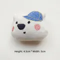 Close-up of a plush bear head patch with baseball cap embroidery, size 4.5cm x 5cm - DIY Style (Back Opening) / White Bear With Hat