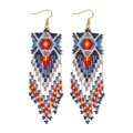 Handgefertigte Boho-Perlenohrringe mit bunten geometrischen Sternmustern und Quasten - Regenbogen Mehrfarbig